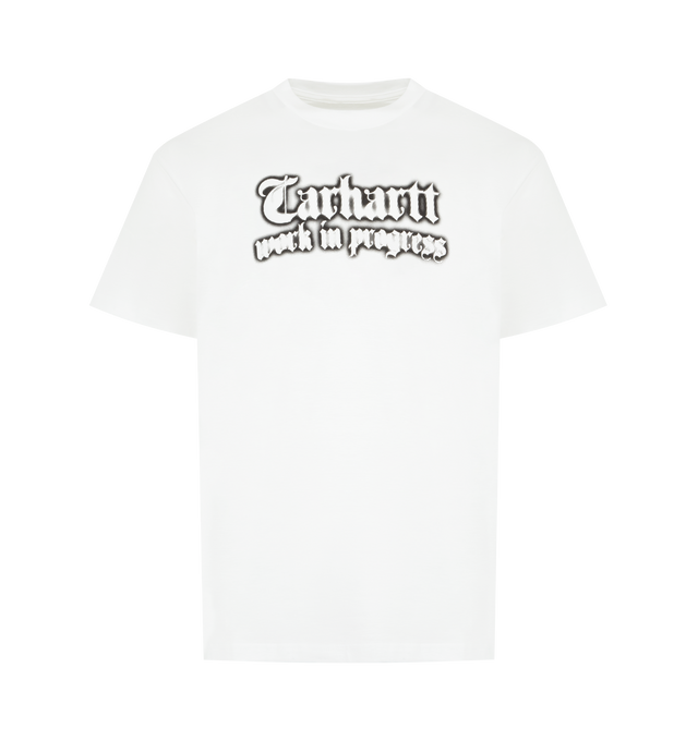 Image 1 of 2 - WHITE - CARHARTT WIP World Tour T-Shirt featuring a loose fit, midweight cotton jersey, graphic print on chest and back, short sleeves and crew neck. 100% cotton.