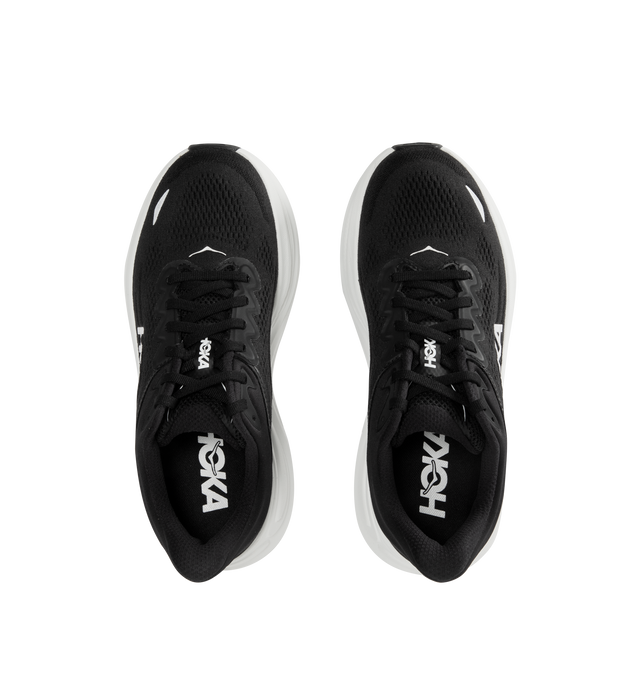 Image 5 of 5 - BLACK - HOKA M Bondi 9 Sneaker featuring engineered mesh upper with rubber sole, lace-up front, foamed EVA midsole and increased stack height for maximum cushioning, zonal breathability, reflective detailing and cushioned tongue and collar.