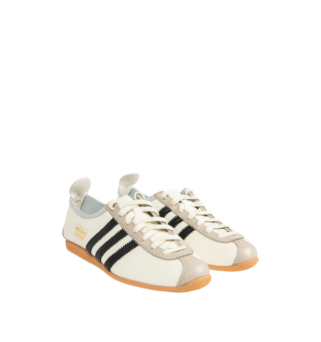 Image 2 of 5 - WHITE - ADIDAS Japan Sneaker featuring regular fit, laces, leather upper, leather lining, rubber outsole, low-profile T-toe design and signature archive branding.