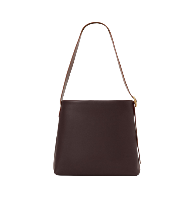 Image 2 of 4 - BROWN - LOEWE Draped Tote featuring soft scultpural shape and a wide strap adorned with a bold LOEWE-engraved buckle, shoulder or crossbody carry, adjustable strap, magnetic closure, one internal calfskin patch pocket, herringbone cotton canvas lining and gold embossed LOEWE. Mellow nappa lambskin. 30 cm x 29 cm x 13 cm. Made in Spain. This item may be restricted for online purchase to international clients. For assistance purchasing this item please contact our dedicated stylist team at pers