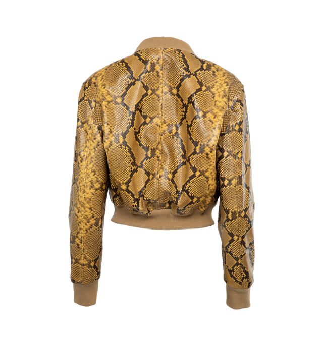 Image 2 of 6 - BROWN - ISABEL MARANT Cerem Cropped Snake-Effect Leather Bomber Jacket featuring front zip closure, long sleeves, ribbed collar hem and cuffs and snake print throughout. 100% lamb leather. 