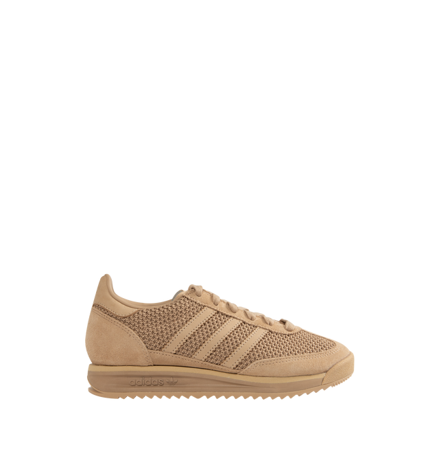 Image 1 of 5 - NEUTRAL - Adidas SL 72 RS lifestyle sneakers inspired by an archival '70s runner. Featuring a waffle-knit textile upper for breathability, suede overlays adding support, an EVA midsole cushion, and a rippled rubber outsole for traction. Unisex style in men's sizing.