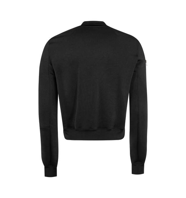 Image 2 of 3 - BLACK - RICK OWENS Rev Track Jacket featuring cotton-blend fleece track jacket, rib-knit stand collar, hem, and cuffs, zip closure, welt pockets at front and zip pocket at sleeves. 52% polyester, 48% cotton. Trim: 97% polyester, 3% elastane. Made in Italy.
