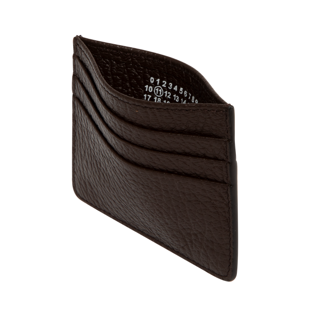 Image 3 of 3 - BROWN - MAISON MARGIELA Card Holder Slim 6cc featuring five card slots, one main compartment and 4 stitch signature. 100% Calf Leather. Made in Italy.