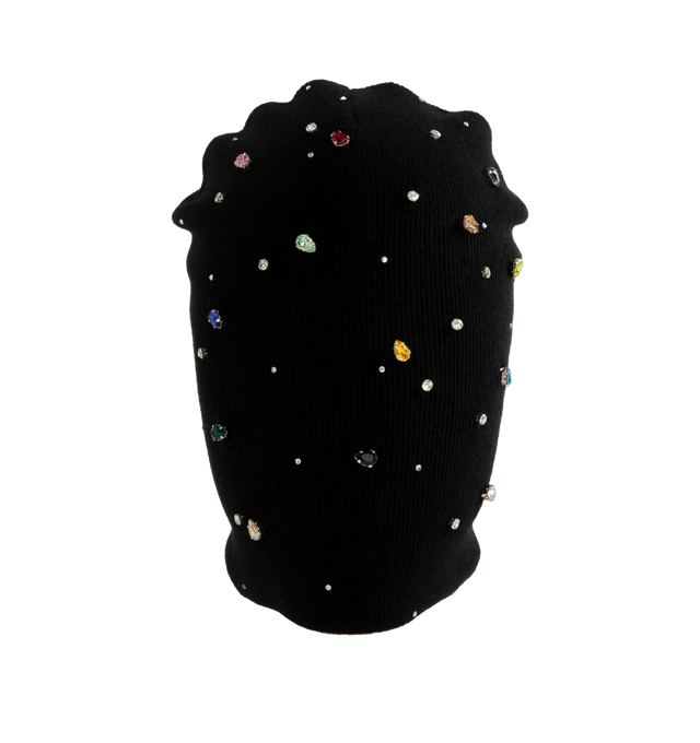 Image 1 of 2 - BLACK - Barriers x L.A.B. Cowrie Shell Beanie featuring lightweight, ribbed knit composition and shell and crystal embellishments.