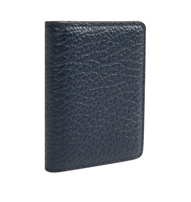 Image 2 of 3 - NAVY - MAISON MARGIELA Four Stitches Keyring Cardholder featuring embossed grainy leather, keyring chain, snap button closure, multiple card holders and four stitches at the back. 100% calf leather.
