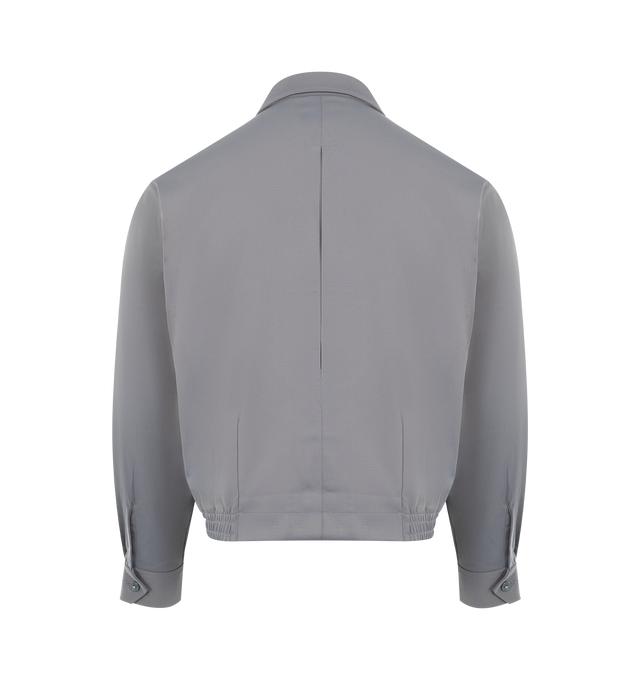 Image 2 of 3 - GREY - NEEDLES Sport Jacket featuring long sleeves, durable cavalry twill weave, classic collar, two-way zip closure, two zip front pockets, button cuffs, partially elasticated waistband and embroidered papillon logo at chest. 71% polyester, 24% rayon, 5% polyurethane.