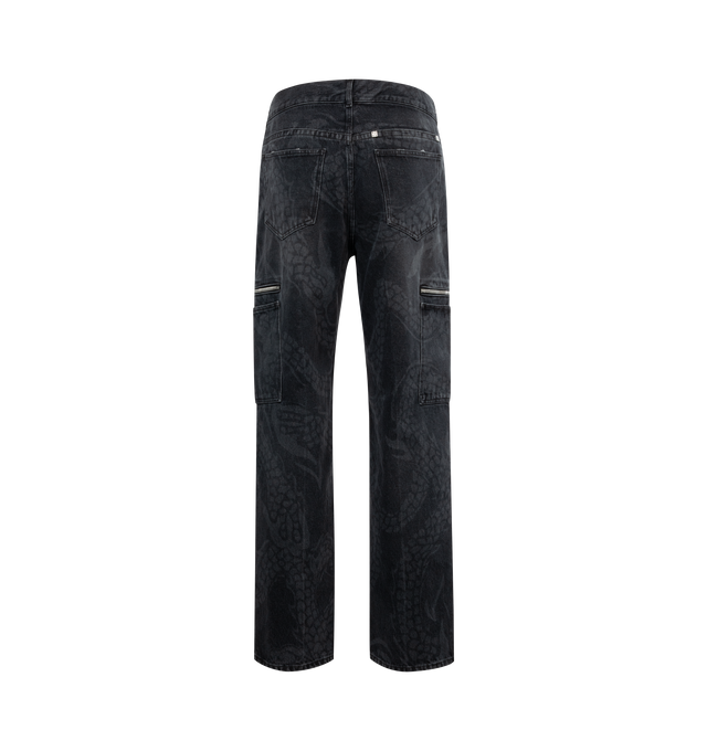 Image 2 of 3 - BLACK - GIVENCHY Loose Fit Cargo Pants featuring belt loops, logo plaque at waistband, four-pocket styling, zip-fly, zip and patch pockets at outseams, logo hardware at back and silver-tone hardware. 100% cotton. Made in Italy. 