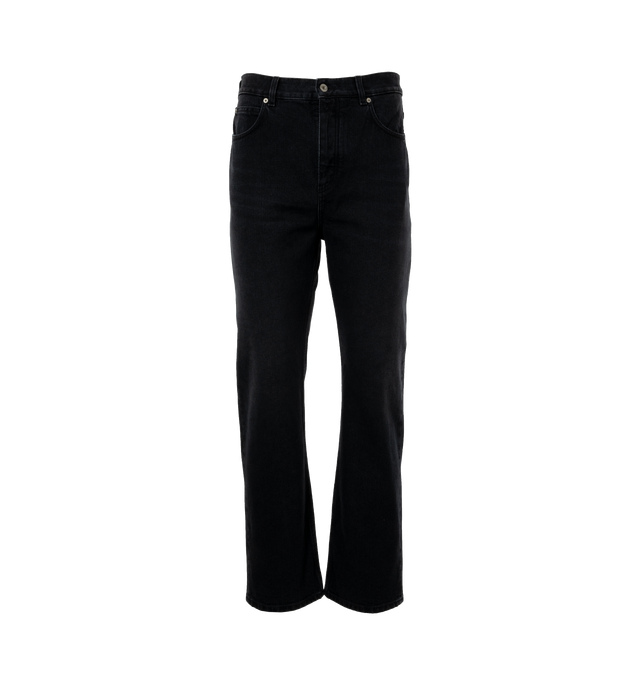 Image 1 of 3 - BLACK - LOEWE Straight leg jeans crafted in medium-weight washed cotton denim with LOEWE embossed leather patch placed at the back. Five pocket style in a regular  fit, regular length, mid waist, straight leg, with belt loops and concealed button fastening. Made in Italy. 