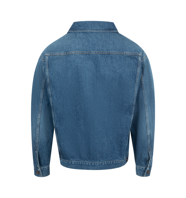 Image 2 of 2 - BLUE - THE ROW Seb Jacket featuring classic denim jacket in garment treated denim with two front patch pockets, angled front seams, and front button placket. 100% cotton. Made in Italy.