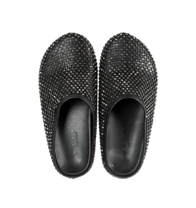 Image 4 of 4 - BLACK - MARNI Fussbett Sabot Mule featuring rhinestone-encrusted netting, barefoot feeling, leather anatomical insole and ribbed rubber sole. 100% ovine leather. Lining: 100% goat leather. Sole: 100% rubber. 
