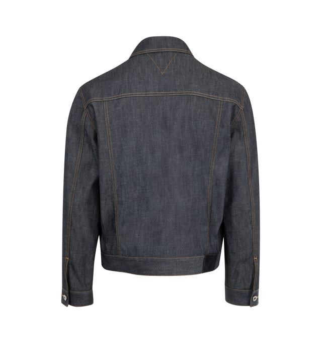Image 2 of 2 - BLUE - BOTTEGA VENETA Denim Jacket featuring button front closure, classic collar, buttoned cuffs, contrast stitching and two front patch pockets. 100% cotton.