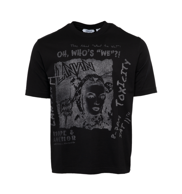 Image 1 of 4 - BLACK - LANVIN LAB X FUTURE Printed Tee featuring regular fit, short sleeve, crew neck, graphic printed design, straight hem and tonal stitching. 100% cotton. 