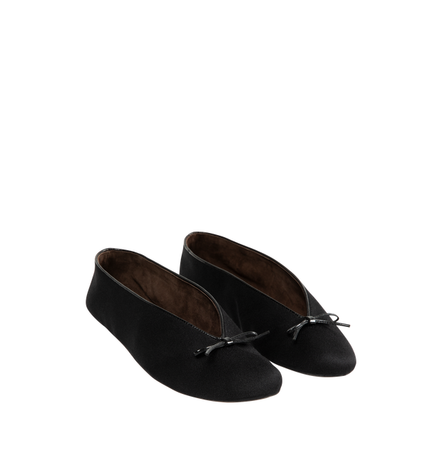 Image 2 of 4 - BLACK - THE ROW Fay Flat Shoes featuring slip-on shoe in soft nappa leather with oval toe, notched v-opening and flexible rubber-coated sole. 100% lambskin leather. Synthetic sole. Made in Italy.