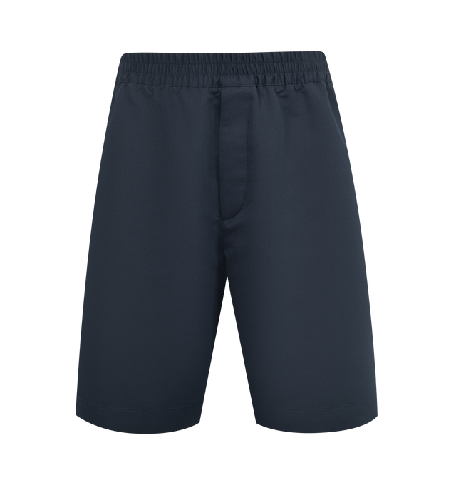 Image 1 of 3 - BLUE - BOTTEGA VENETA Twill Shorts featuring elastic waist, side slit pockets and back patch pocket. 100% cotton. Made in Italy.