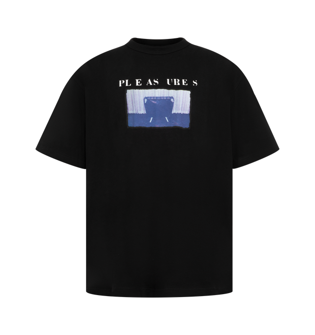 Image 1 of 2 - BLACK - Pleasures Mens Relaxed Heavyweight T-Shirt is crafted from heavyweight cotton jersey. Features a relaxed fit, crew neck, and short sleeves. Main Material: Cotton. Made in China.