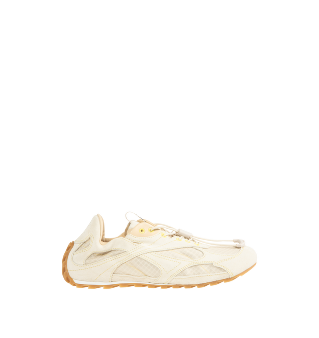 Image 1 of 5 - WHITE - BOTTEGA VENETA Orbit Flash Sneaker featuring suede and nylon sneaker with leather trims, drawstring closure and an elasticated back. Calfskin, polyester. Lining: lambskin.