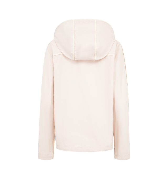 Image 2 of 3 - WHITE - MONCLER Sarracenia Hooded Jacket featuring technical poplin, adjustable hood, zipper closure, side pockets and hem with drawstring fastening. 63% polyester, 37% cotton. Made in Moldova.