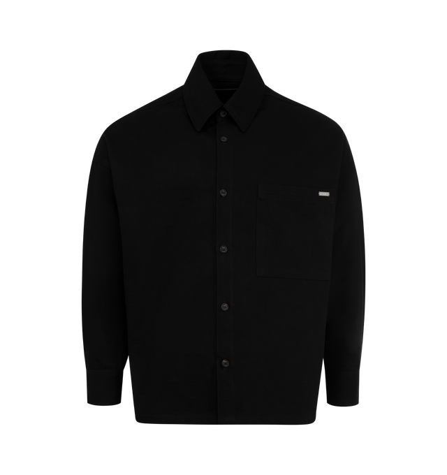 Image 1 of 6 - BLACK - NAHMIAS X HIRSHLEIFERS Denim Oversized Shirt featuring boxy fit, oversized and Nahmias button closure. 100% cotton.