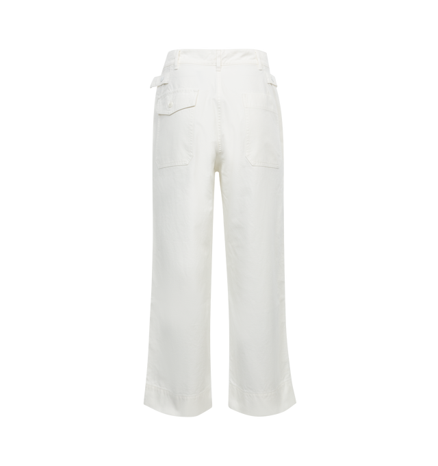 Image 2 of 3 - WHITE - Chimala US Airforce inspired cargo pants featuring six pockets design, front button fastening, adjustable buttoned tabs on the waist and straight, slightly oversize fit. Handmade in Japan. 