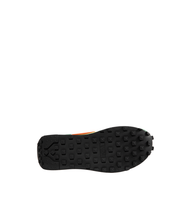 Image 4 of 5 - GREEN - Nike Men's Daybreak running shoe, inspired by colors from the '70s running boom era, combining breathable mesh and shaggy suede with a vintage Waffle outsole. Electro Orange accents radiate against the smooth Limelight and Healing Jade colorway. Calf Suede and fabric with rubber sole.