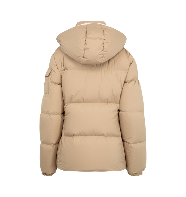Image 2 of 4 - BROWN - MONCLER Fourmines Hooded Short Down Jacket featuring recycled polyester, down-filled, detachable and adjustable hood with recycled polyester lining, zipper closure, zipped pockets, sleeve pocket with snap button closure and adjustable cuffs. 100% polyester. Padding: 90% down, 10% feather.
