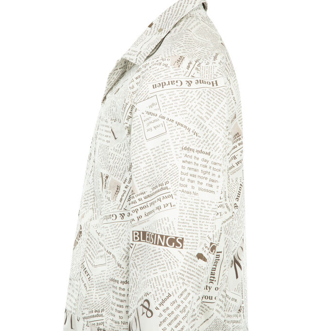 Image 3 of 3 - WHITE - ENGINEERED GARMENTS Type 5 Jean Jacket featuring front button closure, chin strap button closure, two front welted pockets, adjustable button cinch on the waist, adjustable button cuffs and relaxed fit. 100% polyester. Made in USA.