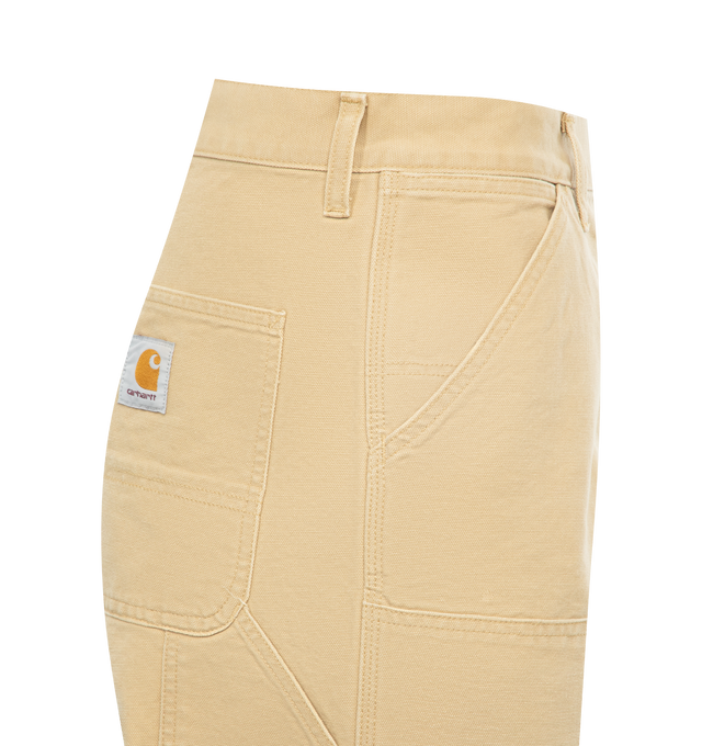 Image 3 of 3 - NEUTRAL - CARHARTT WIP Double Knee Carpenter Pants featuring double-layer knees, zip fly with button closure, front slant pockets, tool pocket, back patch pockets and hammer loop. 