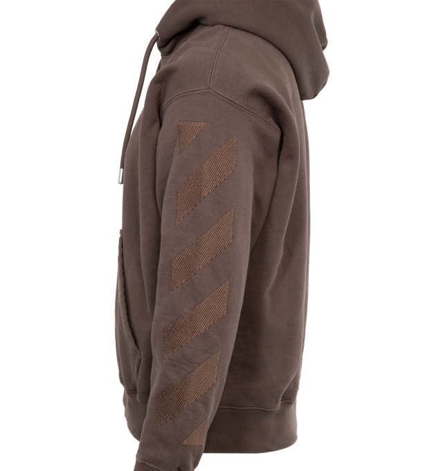 Image 3 of 4 - BROWN - OFF-WHITE CORNELY DIAGS SKATE HOODIE is printed with the brand's logo in small text on the front, has a kangaroo pocket with a hood and is cut from soft cotton-jersey for a loose fit. 100% cotton. 