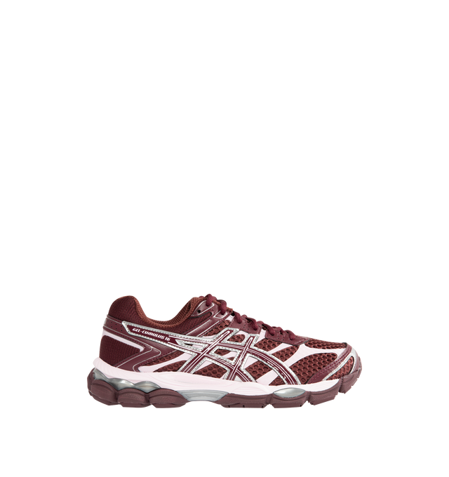 Image 1 of 5 - RED - ASICS Gel-Cumulus 16 Sneaker featuring breathable mesh underlays, 2010s design aesthetics, FLUIDRIDE technology, rearfoot and forefoot GEL technology and lace up closure.
