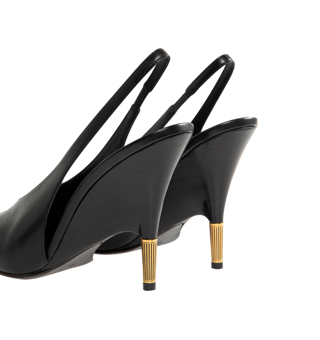 Image 3 of 4 - BLACK - KHAITE Bella Pump 100 featuring pointed-toe slingback heel, 18-karat-gold-plated brass that tips the sculpturally wrapped wedge heel and lined in goatskin. Heel height: 4 in. 100% calfskin.