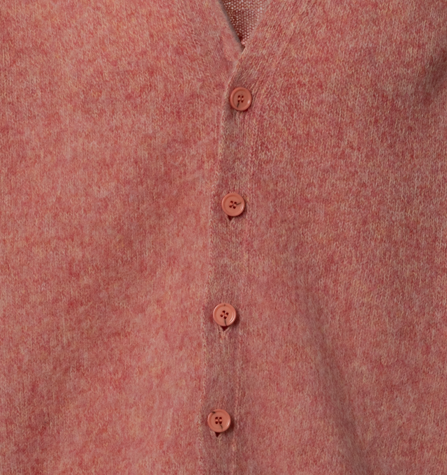 Image 3 of 3 - RED - LOEWE Cardigan featuring relaxed fit, regular length, V-neck, ribbed placket, cuffs and hem and tonal LOEWE engraved buttons. Wool. Made in Italy. 