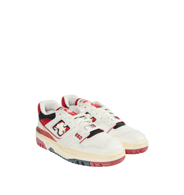 Image 2 of 5 - RED - NEW BALANCE 550 Sneaker featuring leather upper, rubber outsole for traction and durability and adjustable lace closure. 