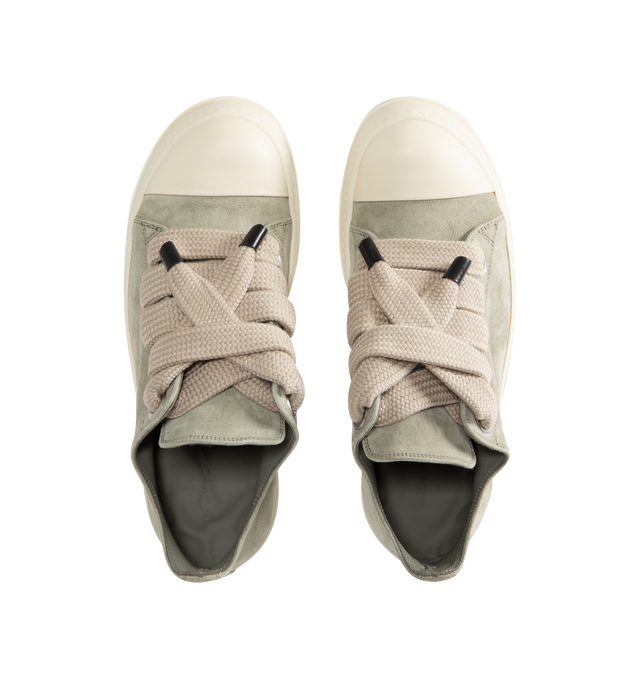 Image 5 of 5 - NEUTRAL - Rick Owens DRKSHDW Men's Jumbolace Low Sneaks are crafted from overdyed 13oz denim and feature an under-ankle silhouette with the brand's signature jumbo laces, toe caps, and shark-tooth soles. Designed with five eyelets and a soft washed finish, the sneakers blend exaggerated proportions with DRKSHDW's distinctive utility-inspired aesthetic. Main Material: 100% Cotton. Toe: 70% Polyurethane, 30% Viscose. Lining: 100% Cotton. Sole: 100% Thermoplastic Rubber.