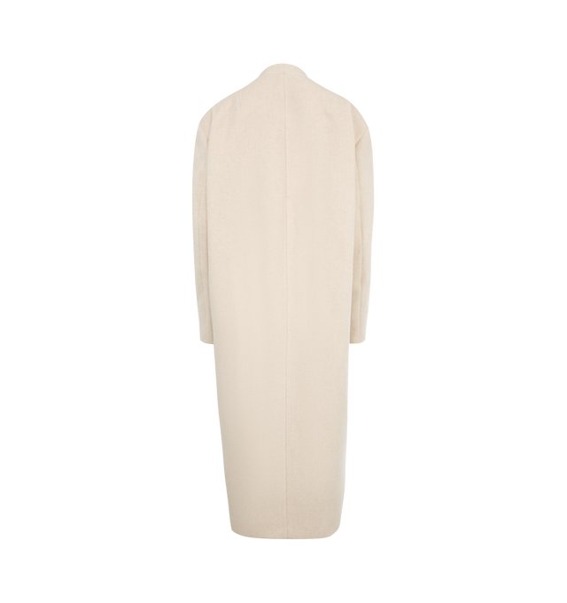 Image 2 of 3 - WHITE - ISABEL MARANT Florane Coat featuring long plain-colored wool blend coat, collarless, buttoned front, long sleeves, flap pockets, satin lining with "Isabel Marant" logos and straight cut. 75% wool, 25% polyamide