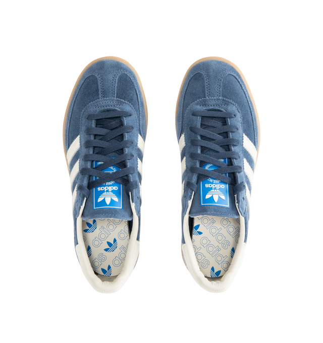 Image 5 of 5 - BLUE - ADIDAS Handball Spezial Sneakers featuring premium suede upper, serrated 3-Stripes and heel tab, regular fit, lace closure, leather lining and rubber outsole.