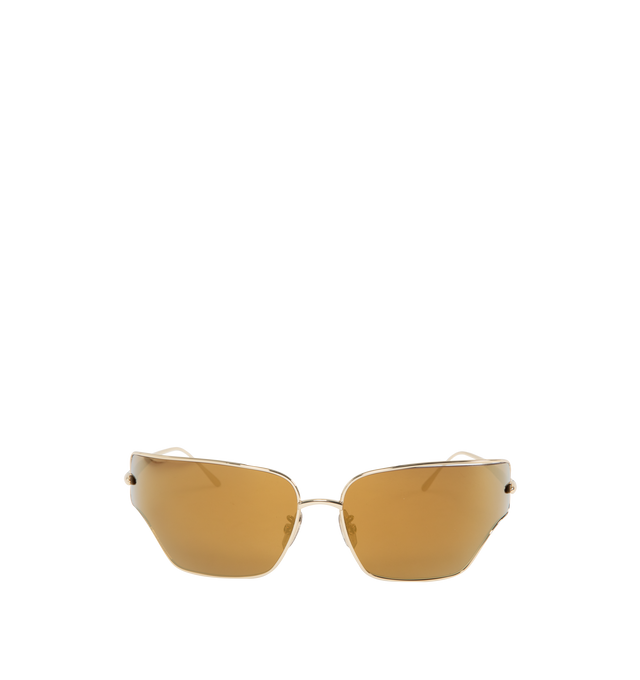 Image 1 of 3 - GOLD - LOEWE Mirrored Oversize Geometric Sunglasses featuring mirrored UV-protective lenses and adjustable nonslip nose pads. 100% UV protection.