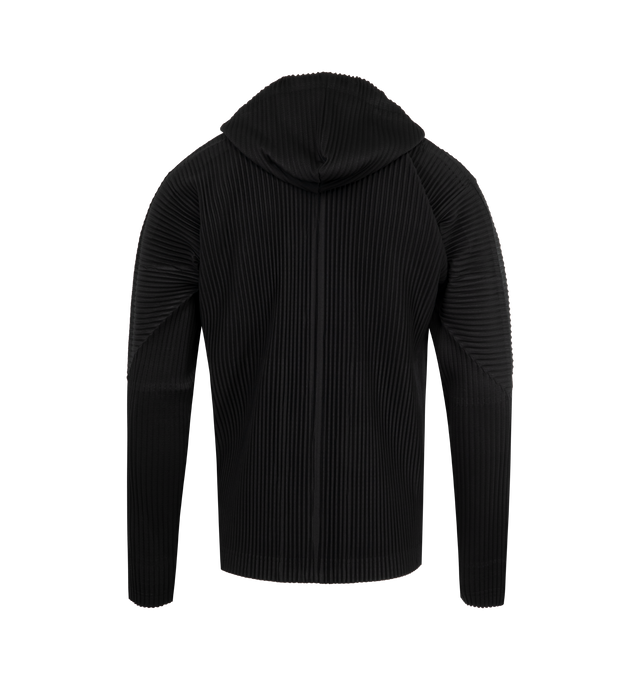 Image 2 of 2 - BLACK - ISSEY MIYAKE Zip-Up Shirt featuring pleated construction, stand collar, front zip fastening and long sleeves. 100% polyester.