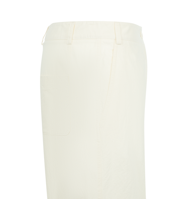 Image 3 of 3 - WHITE - THE ROW Fael Pant featuring mid-rise chino pants in cotton poplin with a straight leg, side slash pockets and single back patch pocket. 100% cotton. Made in Italy.