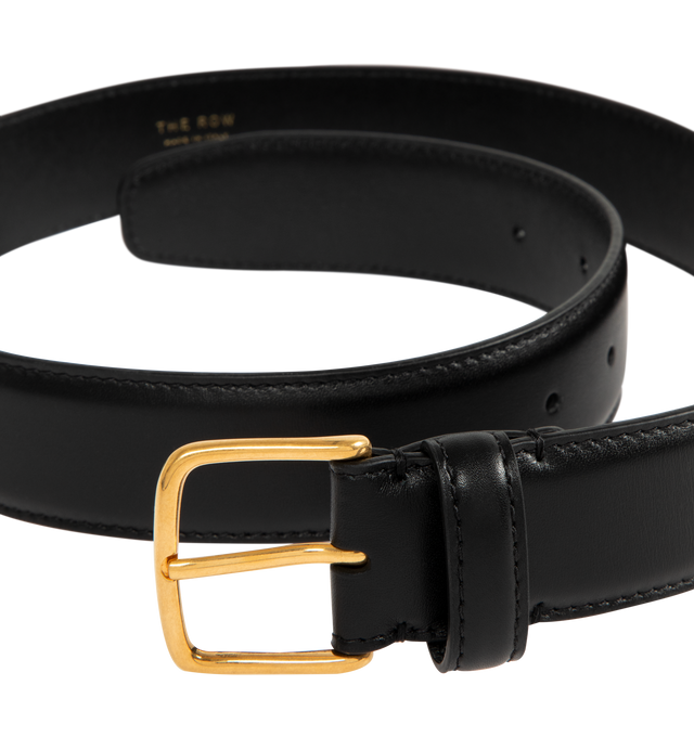 Image 2 of 2 - BLACK - THE ROW Maxi Classic Leather Belt featuring sleek calfskin leather with palladium metal buckle and fixed loop. 100% leather. Made in Italy.