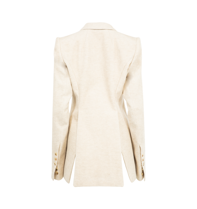 Image 2 of 3 - WHITE - RICK OWENS Extreme Soft Blazer featuring notched lapel, one button closure, side slit pockets, buttoned cuffs and double back vent. Made in Italy.