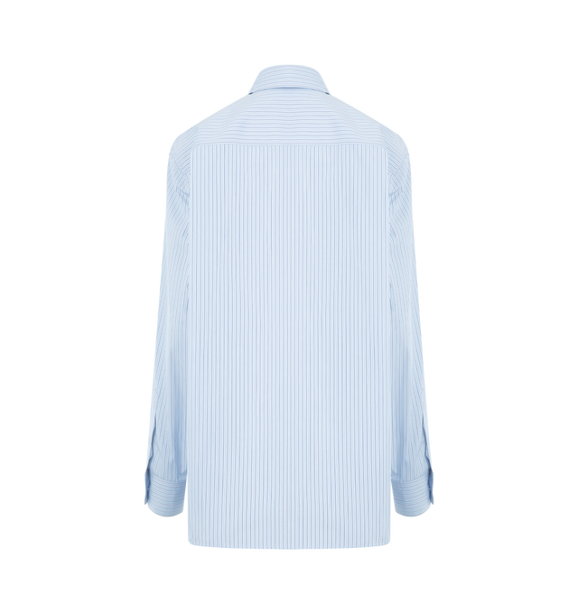 Image 2 of 2 - BLUE - SAINT LAURENT Striped Shirt featuring button closure, classic collar, button front closure, button cuffs and oversized fit. Made in Italy.
