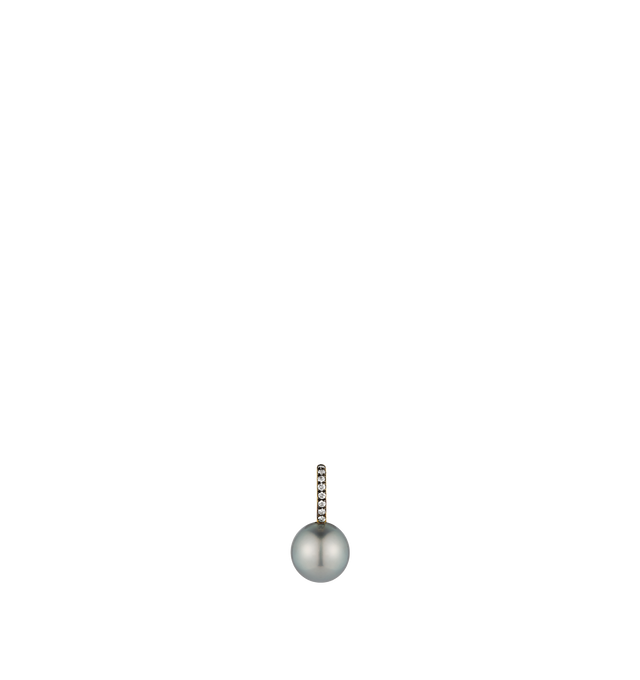 Image 1 of 1 - GREY - Jemma Wynne Prive Tahitian Pearl and Diamond Charm is crafted from 18k yellow gold with black rhodium detailing and features a lustrous 9 mm Tahitian pearl accented by pav diamonds. Designed to be worn on a chain or charm necklace, this elegant pendant balances classic pearl styling with a modern, luxurious finish. Main Material: 18k Yellow Gold with Black Rhodium. Pearl: 9 mm Tahitian Pearl. Diamonds: 0.06 cttw. Details: Charm Pendant Design. Chain Sold Separately.