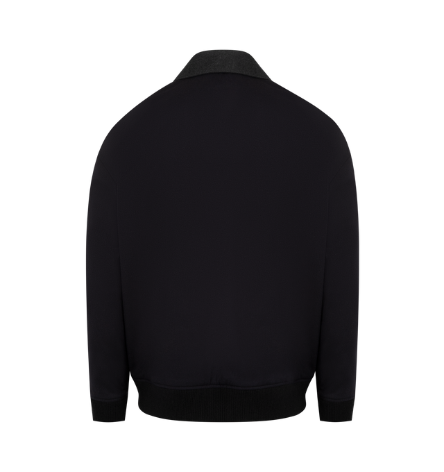 Image 2 of 3 - NAVY - LOEWE Tracksuit Jacket in medium-weight wool flannel featuring a contrast bib and contrast piping on the sleeves, relaxed fit, regular length, classic collar, zip front fastening with Puzzle puller, zipped vertical welt pockets, rib knit cuffs and hem, fully lined and anagram embroidery placed at the front. Wool. Made in Portugal.