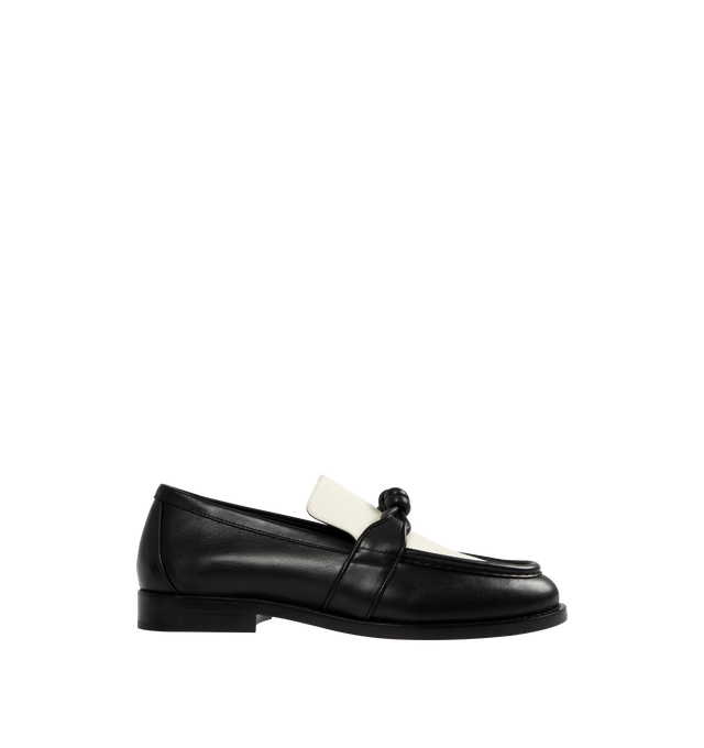 Image 1 of 4 - BLACK - BOTTEGA VENETA Astaire Loafer featuring soft bi-colour calfskin leather with signature knot detail. Calfskin. Leather outsole. Made in Italy.