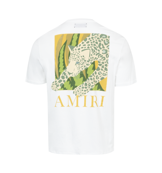Image 2 of 3 - WHITE - AMIRI Leopard Tee featuring classic fit, crew neck, short sleeves and graphic on front and back. 100% cotton.  