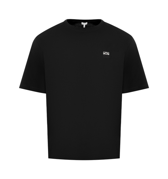 Image 1 of 2 - BLACK - Loewe Regular fit T-shirt in lightweight cotton featuring regular fit, regular length, crew neck, ribbed collar and two-tone Anagram embroidery placed on the chest. Cotton. Made in Portugal.