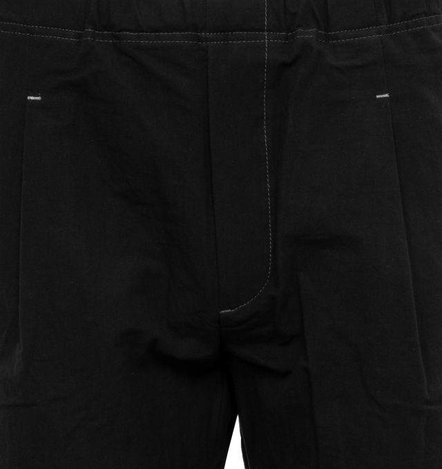 Image 4 of 4 - BLACK - AND WANDER 87 Linen Drawstring Pants featuring elastic waist, side slit pockets, back welt pocket, pleated front and contrast stitching.  