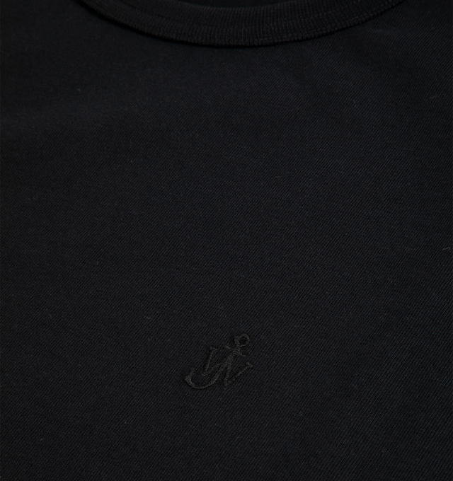 Image 2 of 2 - BLACK - JW Anderson Men's Embroidered anchor T-shirt in 100% cotton jersey, featuring a classic crew neck fit with anchor embroidery. Made in Portugal.