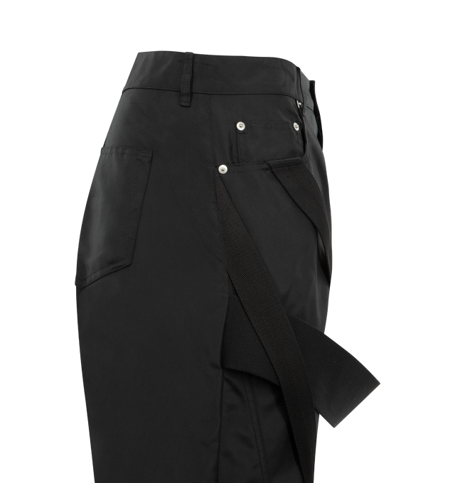 Image 3 of 3 - BLACK - RICK OWENS Megastrapped Geth Jeans featuring button fly, 5-pocket styling, front strappy design and midweight ripstop canvas blend fabric. 97% polyamide, 3% polyurethane. Made in Italy.